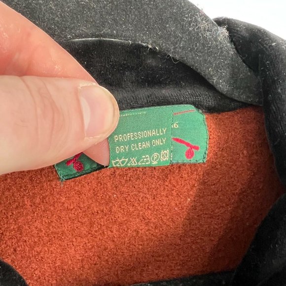 Vintage Orvis Artsy Button Corduroy Collar 100% Wool Jacket Womens M Dark Orange - Picture 5 of 6